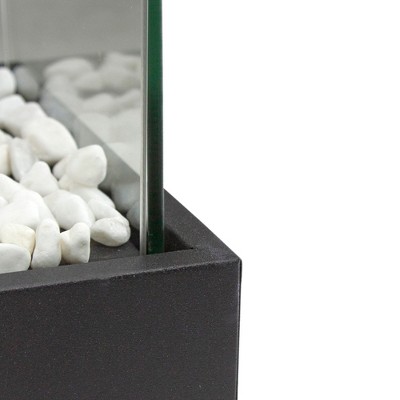 Black Glass Bio Ethanol Tabletop Fireplace with Flame Guard