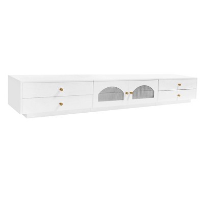 NicBex TV Stand with Fluted Glass Doors for TVs up to 95 Inches,TV Media Console Table with 4 Drawers and 1 Cabinet