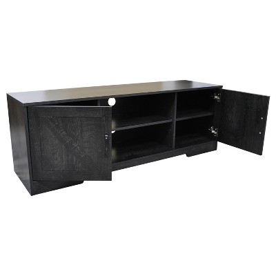 59" Black Oak Farmhouse TV Stand with Sliding Barn Doors
