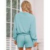 cheibear Women's Waffle Knit Long Sleeve Top and Shorts with Pockets Pajamas Sets 2 Pcs - 3 of 4