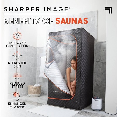 Sharper Image Black Portable Steamer Sauna Spa with Folding Chair