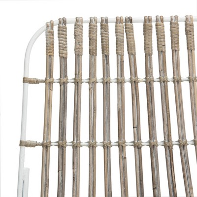 Minerva White Wicker and Metal Bar Stool Set of 2