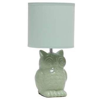 12.8" Contemporary Ceramic Owl Bedside Table Lamp with Matching Fabric Shade - Simple Design