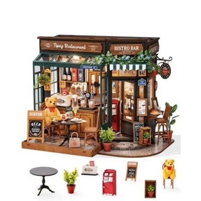 ROBOTIME 3D Puzzles Miniature House Kit Tipsy Restaurant DIY Birthday Gifts Valentine's Day Birthday Gifts, Multicolored, 2.72"*2.72"*5.71"