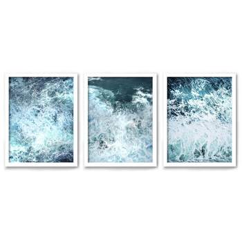 Americanflat Coastal Landscape (Set Of 3) Triptych Wall Art Stormy Ocean Waves By Tanya Shumkina - Set Of 3 Framed Prints
