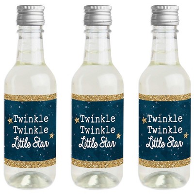 Big Dot of Happiness Twinkle Twinkle Little Star - Mini Wine & Champagne Bottle Label Stickers - Baby Shower or Birthday Party Favor Gift - Set of 16