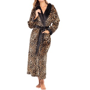 ADR Plush Fleece Women's Robe, Long Hooded Women's Bathrobe, Soft Cozy Women's Bath Robe & Plus Sizes - 1 of 4