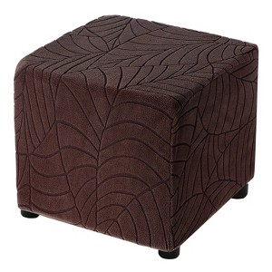 Unique Bargains Elastic Living Room Bedroom Leaf Pattern Square Foot Stool Cover - 1 of 4