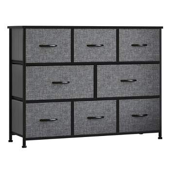 HOMCOM 8-Drawer Dresser, 3-Tier Fabric Chest of Drawers, Storage Tower Organizer Unit with Steel Frame for Bedroom, Hallway