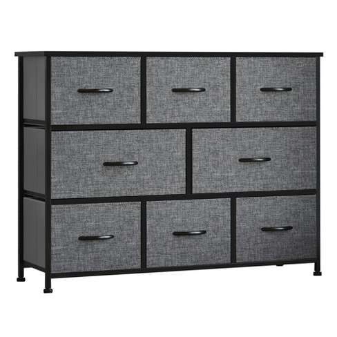 HOMCOM 8-Drawer Dresser, 3-Tier Fabric Chest of Drawers, Storage Tower  Organizer Unit with Steel Frame for Bedroom, Hallway, Dark gray