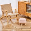 ChicFurnit Ottomans and Benches Storage Ottoman Round Footstool Foot Rest Footstool with Wood Legs for Living Room, Pink, 13.39"*13.39"*6.89" - 2 of 4