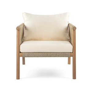 Christopher Knight Home Patsy Outdoor Rope Weave Acacia Wood Club Chair with Cushions, Teak - 1 of 4