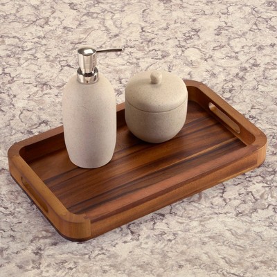 Medium Rectangular Acacia Wood Serving Tray with Handles