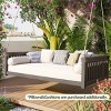 Outdoor Garden Balcony Hammock Swing Chair,Sloped Design Patio Minimalist Twin Size Swing Bed,Wood Porch Backyard Hammock with Rope-Coolbibila - 2 of 4