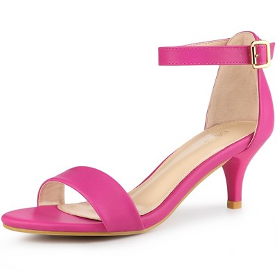 Perphy Women's Open Toe Buckle Ankle Strap Kitten Heel Sandals