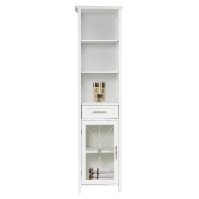 Teamson Home Roma Linen Tower Storage Cabinet With Glass Door And Drawer  White - Elegant Home Fashions : Target