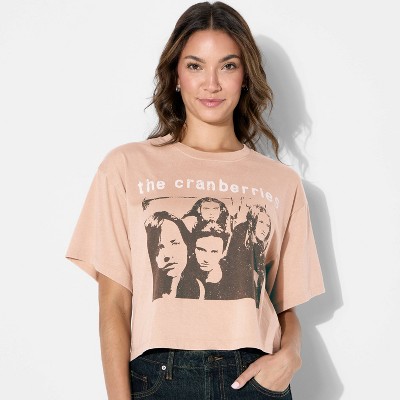 Women's Cranberries Boxy Cropped Short Sleeve Graphic T-Shirt - Brown