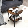 Tangkula 2PCS 2-Tier Sofa End Side Table Nightstand Round Tabletop for Living Room Brown - 2 of 4