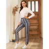 Allegra K Women's Plaid Tartan High Waisted Button Casual Pants - 3 of 4