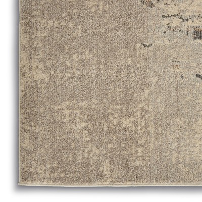 Celestial Ivory and Grey Abstract Synthetic Area Rug