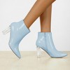 Allegra K Women's Clear Heel Pointy Toe Size Zip Chunky Heels Ankle Boots - 2 of 4