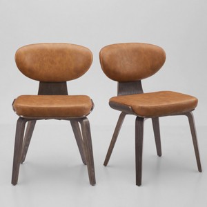 Art Leon Faux Leather and Bentwood Armless Dining Chair, Set of 2 - 1 of 4
