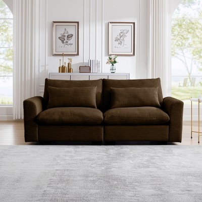 75" Corduroy Fabric 2-Seater Sofa with Flexible Combination and Extended Deep Seat