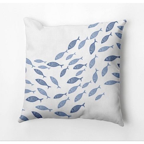 Coral Reef Pattern Square Throw Pillow White/Blue - Pillow Collection