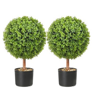 VEVOR 2x Artificial Boxwood Ball Ø40,6cm Garden Deco Boxwood in Flowerpot Ball Artificial Boxwood Ball Artificial Plant made of PE, Wood, PP, Green - 1 of 4