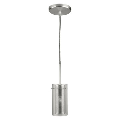 Lite Source Wick 1 Light Polished Steel Pendant Ceiling Light - Silver