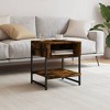 vidaXL Smoked Oak Coffee Table - Industrial Style Accent Furniture for Living Rooms - Engineered Wood with Metal Frame, Storage Shelf, Adjustable Feet - 2 of 4