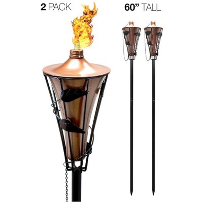 Copper Finish Outdoor Metal Tiki Torches with Fiberglass Wick