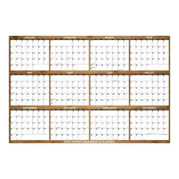 SwiftGlimpse 2024 Yearly Wall Calendar & Planner 24"x36" Bamboo