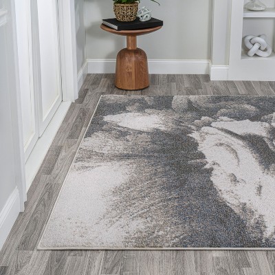 Petalo Modern Abstract Two-Tone Gray Rectangular Area Rug