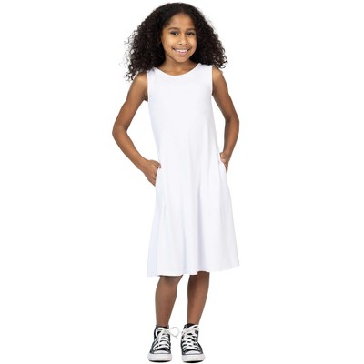 24seven Comfort Apparel Girls Sleeveless Pocket Swing Dress