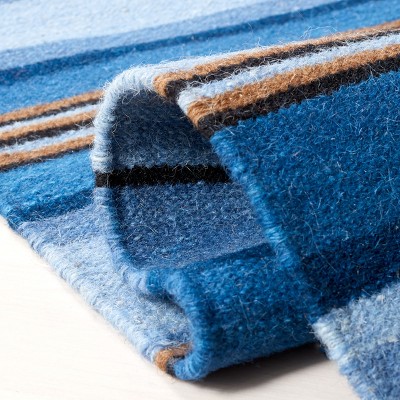Hand-Woven Coastal Stripe Blue Wool 6' x 9' Area Rug