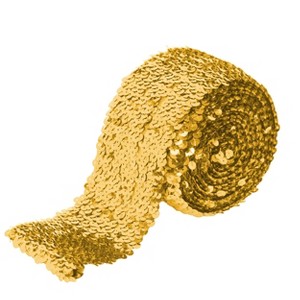 Alilang Elastic Sequin Trim, 3 Inch 8 Row Wide Flat Glitter Bling Fabric Paillette Sequin Ribbon, Metallic Sewing DIY Project, 5.5 Yards - 1 of 4