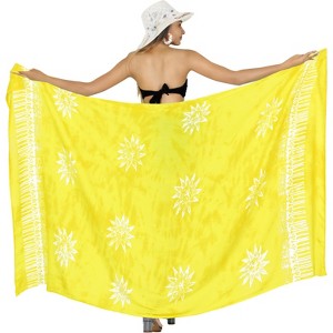LA LEELA Women's Summer Bikini Wraps Beach Wrap Swimwear Sarong Cover up Skirt Bathing suit Swimsuit Pareo for Women One Size Gold, Sun - 1 of 4