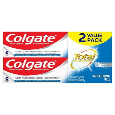 Colgate Total Whitening Toothpaste Gel - 4.8oz/2pk : Target