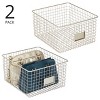mDesign Bedroom Closet Storage Organizer Basket, Label Slot, 2 Pack, Matte Black - 2 of 4