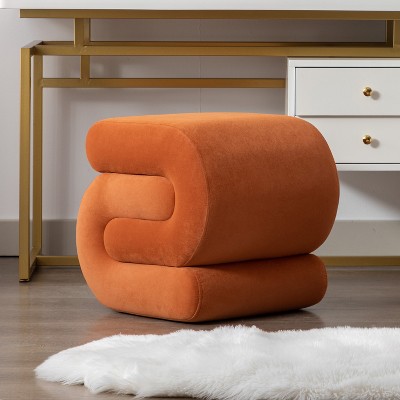 GDFStudio Mina Velvet S-Shape Upholstered Ottoman/Footstool
