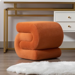 GDFStudio Mina Velvet S-Shape Upholstered Ottoman/Footstool - 1 of 4
