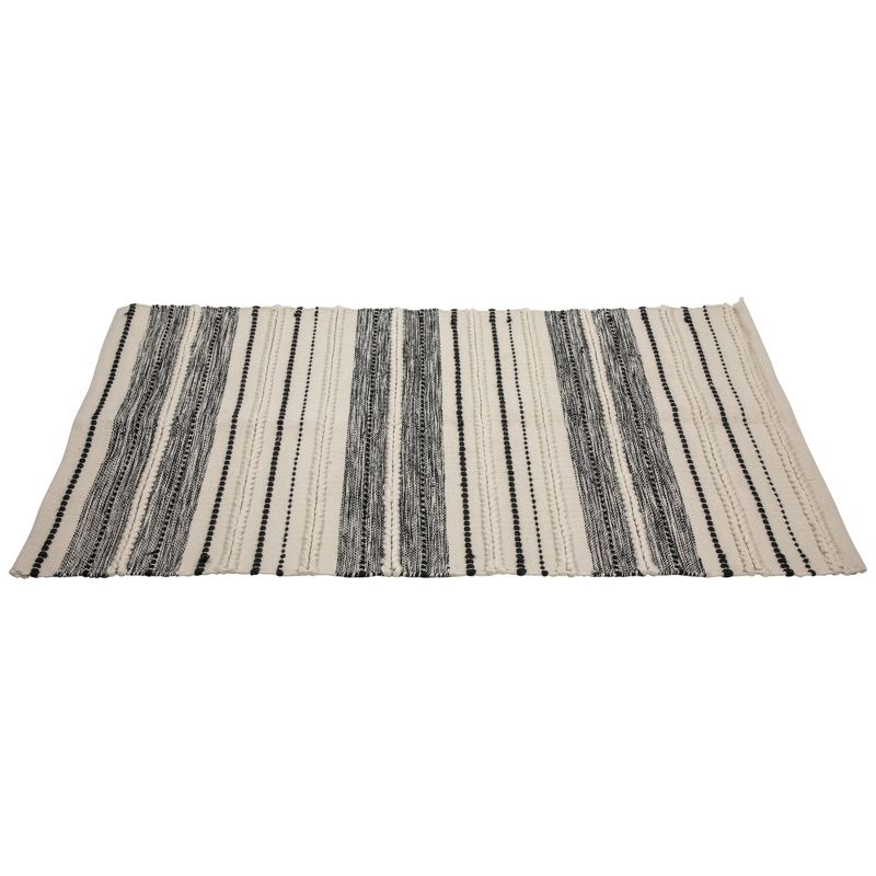 Northlight 3.5' x 2.25' Cream and Black Twisted Textured Handloom Woven Outdoor Throw Rug, 4 of 8