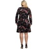 24seven Comfort Apparel Black Paisley Print Long Sleeve Fit and Flare Dress - 3 of 3
