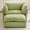 TiramisuBest Modern 47" Upholstered Armchair Sofa, Green Chenille Chair with Ottoman, Curved Armrests & Soft Pillows - 2 of 4