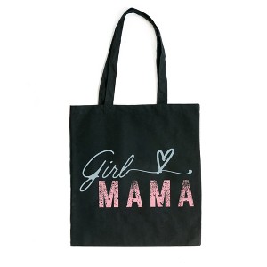 City Creek Prints Girl Mama Heart Colorful Canvas Tote Bag - 15x16 - Black - 1 of 2