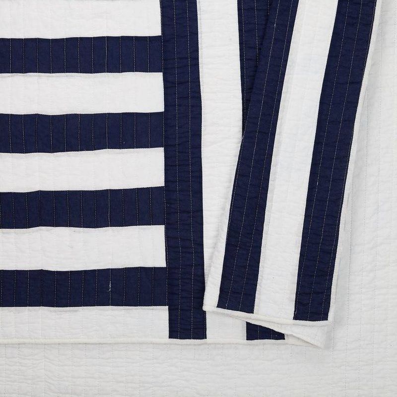 3pc King Block Stripe Quilt &#38; Sham Set Blue - Ampersand for Makers Collective, 6 of 7