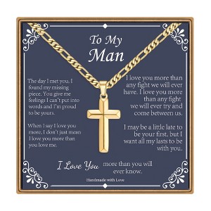 Turandoss Cross Necklace for Men Boys, Gold Silver Black Cross Pendant Necklace, Fathers Day Gifts for Men Boys Husband, Birthday Gifts for Son, 20In - 1 of 4