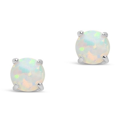 SHINE by Sterling Forever Sterling Silver 6mm Opal Studs