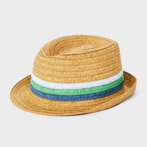 Baby Boys' Paper Straw Fedora - Cat & Jack™ Beige - 1 of 3
